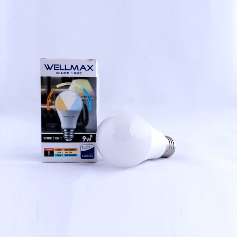 Wellmax LED Bulb 9W A 60 3 Colores