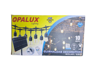 Opalux guirnalda decorativa 10 metros para 20 focos con panel solar